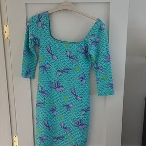 Aqua and Purple Midi Dress